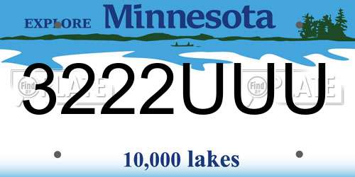 3222UUU Minnesota License Plate