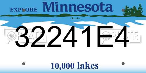 32241E4 Minnesota License Plate