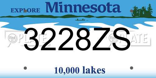 3228ZS Minnesota License Plate