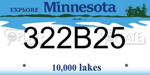 322B25 Minnesota License Plate