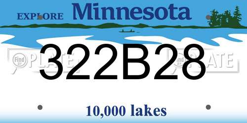 322B28 Minnesota License Plate