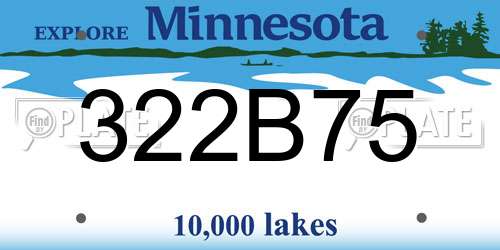 322B75 Minnesota License Plate