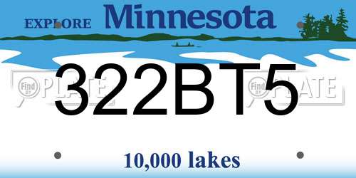 322BT5 Minnesota License Plate