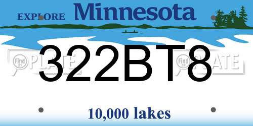 322BT8 Minnesota License Plate