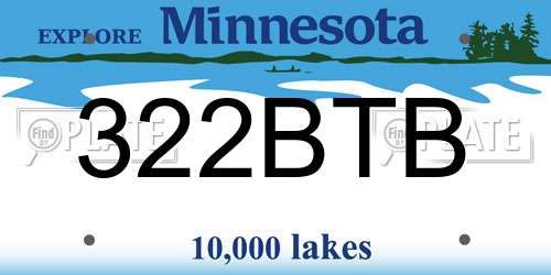 322BTB Minnesota License Plate