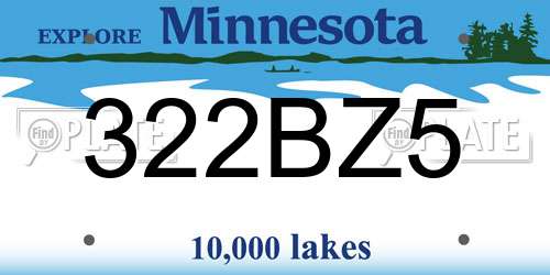 322BZ5 Minnesota License Plate