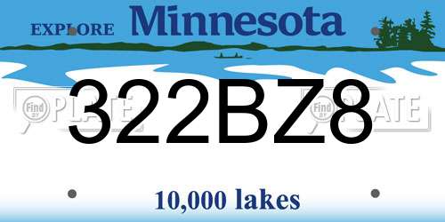 322BZ8 Minnesota License Plate