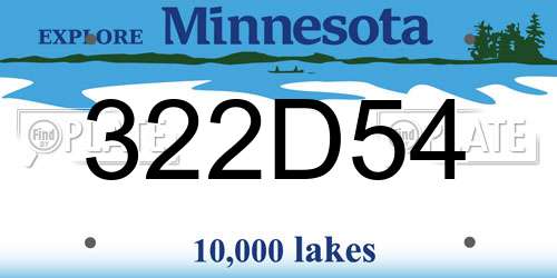 322D54 Minnesota License Plate