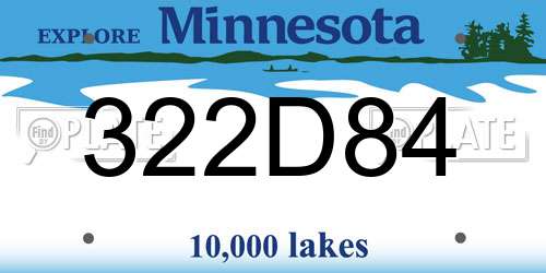 322D84 Minnesota License Plate