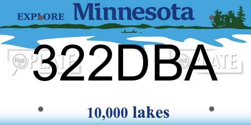 322DBA Minnesota License Plate