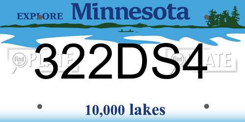 322DS4 Minnesota License Plate