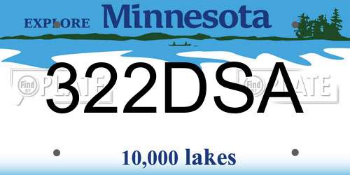 322DSA Minnesota License Plate