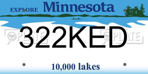 322KED Minnesota License Plate