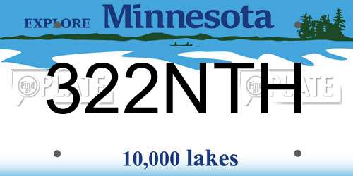 322NTH Minnesota License Plate