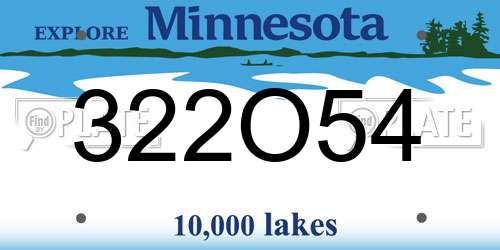 322O54 Minnesota License Plate