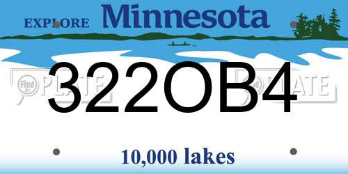 322OB4 Minnesota License Plate