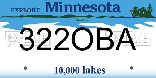 322OBA Minnesota License Plate