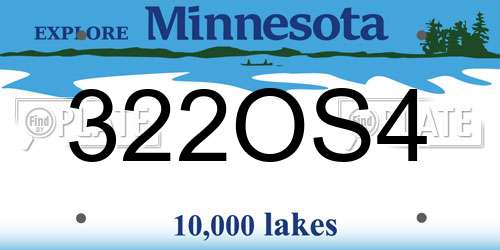 322OS4 Minnesota License Plate