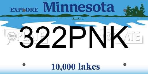 322PNK Minnesota License Plate