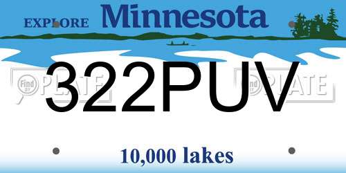 322PUV Minnesota License Plate