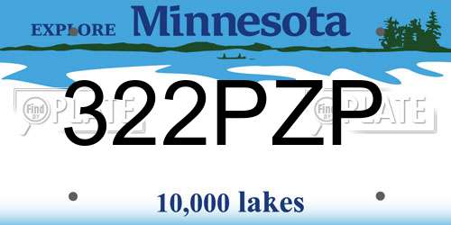 322PZP Minnesota License Plate