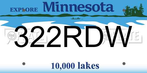 322RDW Minnesota License Plate