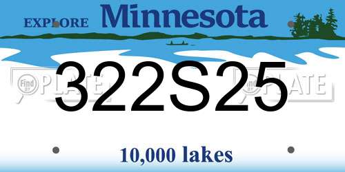 322S25 Minnesota License Plate