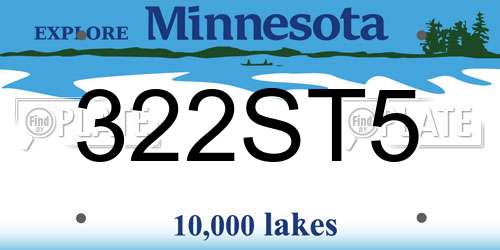 322ST5 Minnesota License Plate