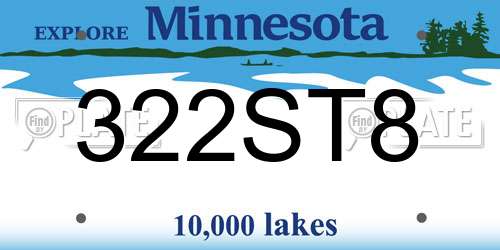 322ST8 Minnesota License Plate