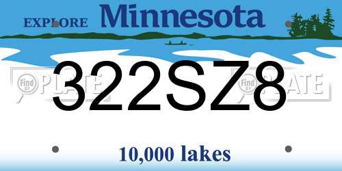 322SZ8 Minnesota License Plate