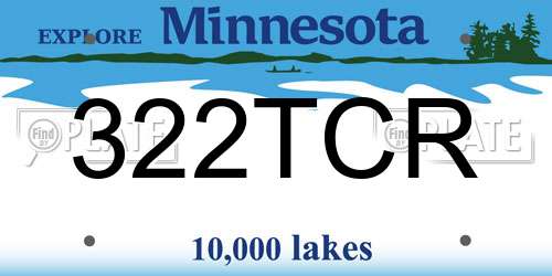 322TCR Minnesota License Plate