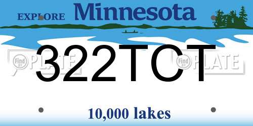 322TCT Minnesota License Plate
