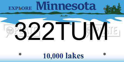 322TUM Minnesota License Plate