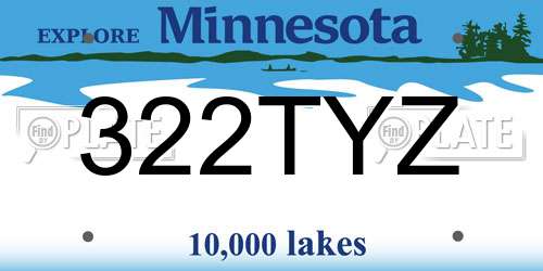 322TYZ Minnesota License Plate