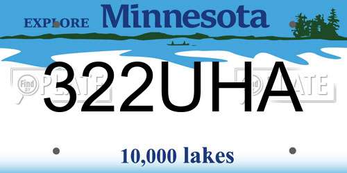 322UHA Minnesota License Plate
