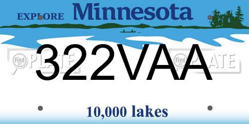 322VAA Minnesota License Plate