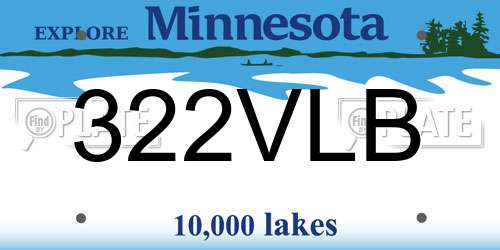 322VLB Minnesota License Plate