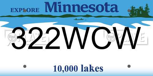 322WCW Minnesota License Plate