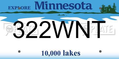 322WNT Minnesota License Plate