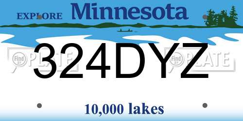 324DYZ Minnesota License Plate