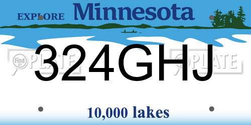 324GHJ Minnesota License Plate