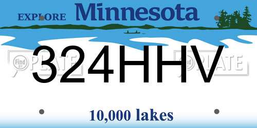 324HHV Minnesota License Plate