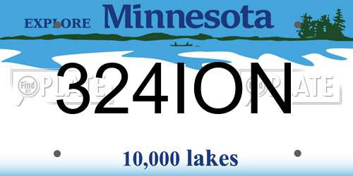 324ION Minnesota License Plate