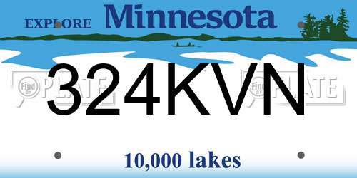 324KVN Minnesota License Plate