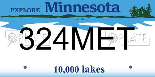324MET Minnesota License Plate