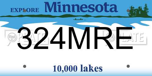 324MRE Minnesota License Plate