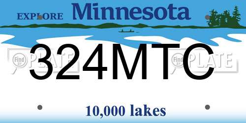 324MTC Minnesota License Plate