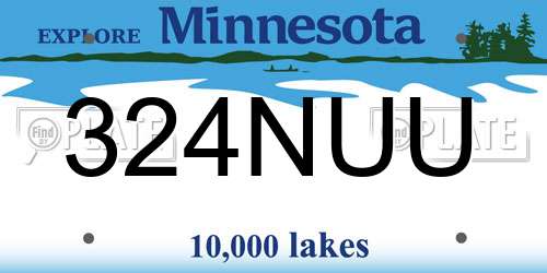 324NUU Minnesota License Plate