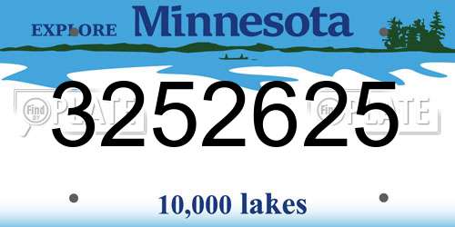 3252625 Minnesota License Plate