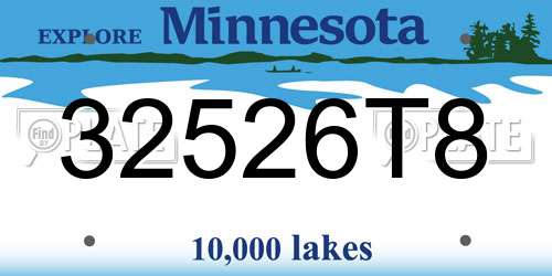 32526T8 Minnesota License Plate